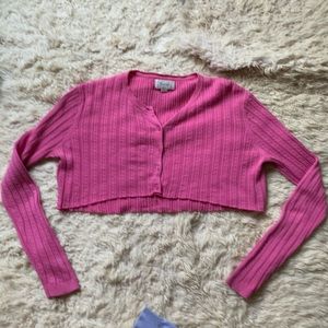 Vintage Foxcroft Bubblegum Pink Cropped Cardigan